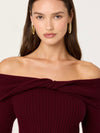 Tilde Off The Shoulder Sweater in Wine