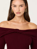 Tilde Off The Shoulder Sweater in Wine