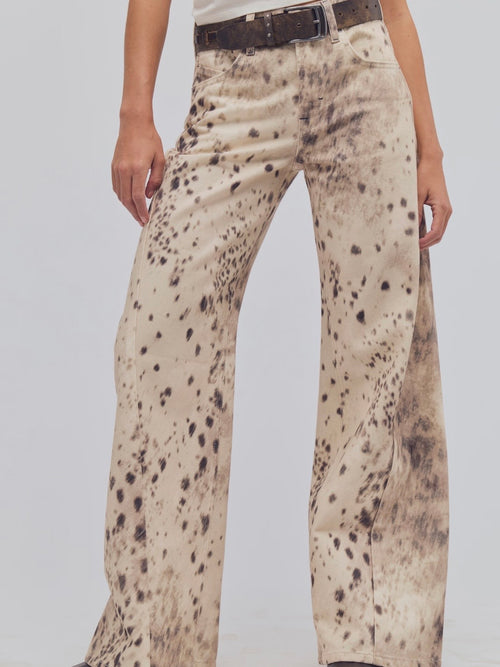 Alter Ego Wide Leg Jean in Snow Leopard