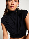 Butter Draped Crop Top in Black