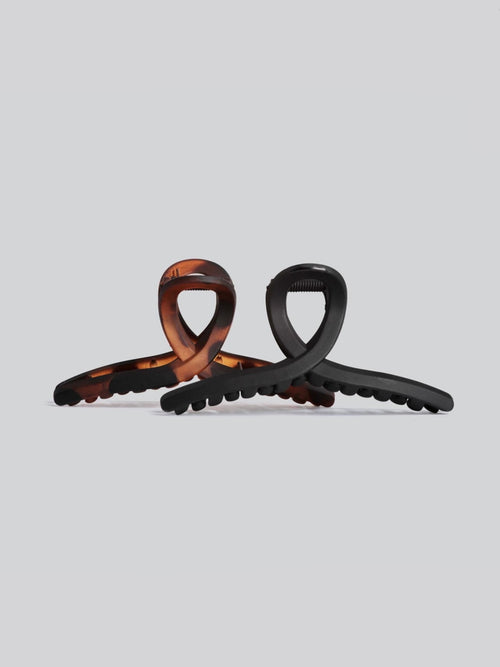 Recycled Plastic Large Loop Claw 2pc in Black & Tort