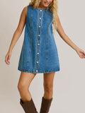 Denim Does It Mini Dress in Mid Blue
