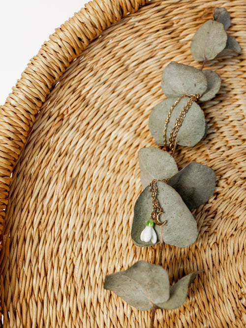 Snowdrop & Moon Necklace
