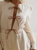 Ready To Bow Romper in Linen