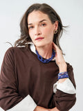 Jenna Chain Link Beaded Necklace in Navy