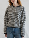 Piper Cardigan in Charcoal Stripe