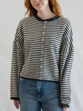 Piper Cardigan in Charcoal Stripe