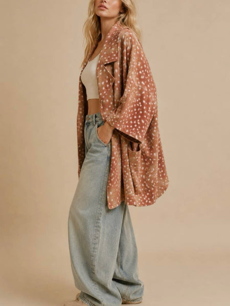 Oh Deer Cardigan Jacket in Bambi Brown