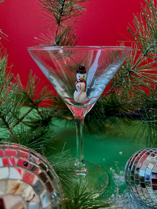 Holiday Icon Martini Glass in Snowman