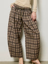Pursuing Plaid Barrel Pants in Brown