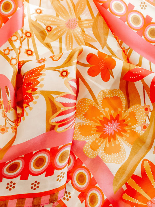 Bouquet Dreams Bandana Scarf in Pink