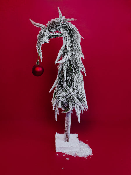 Felt Standing Tree in Ivory & Red