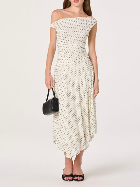 Ciarra Dress in Ivory Polka Dot