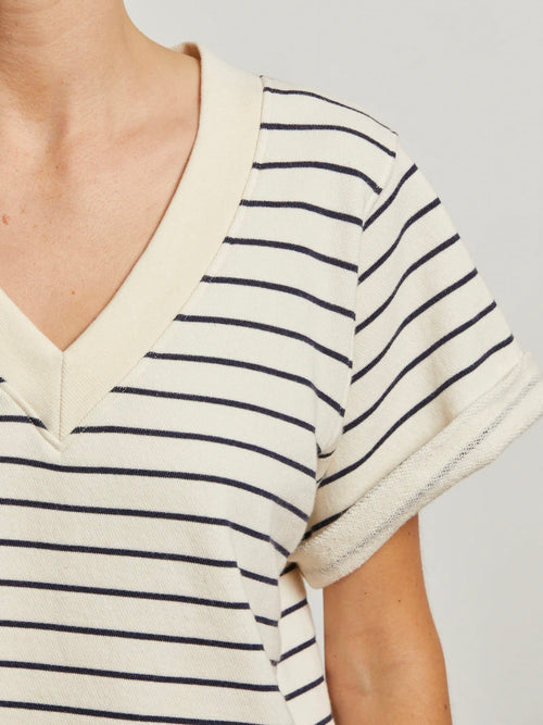 Briggs Terry Short Sleeve Sweatshirt in Night Stripe