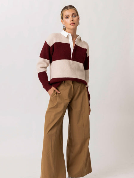 Waylon Rugby Sweater in Cream & Red