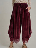 She's The Boss Velvet Balloon Pants in Wine