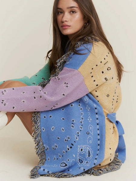 Paisley Party Cardigan in Lavender Combo
