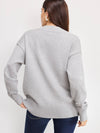Knit Deep V Sweater in Melange Grey