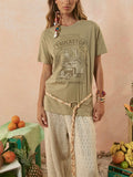 Mermaid Truckstop Biker Tee in Khaki