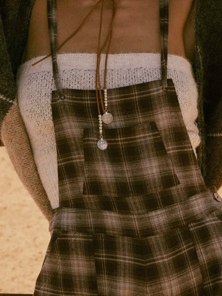 Turkey Trot Plaid Overall in Chocolate