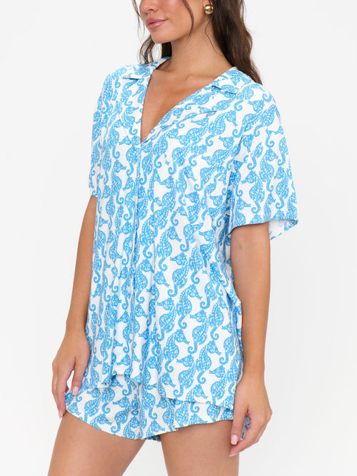 Sunday Morning PJ Set in Seahorse Jersey