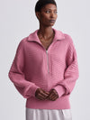 Tara Pointelle Half Zip in Foxglove