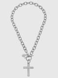 Classic Cross Toggle Necklace in Silver