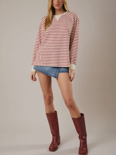 Cruisin' Through Stripe Top in Red & Cream