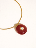 Attica Stone CZ Pendant Necklace in Red