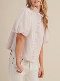 Ruffles At The Resort Button Up in Pink