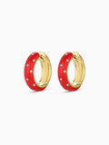 Noel Enamel Shimmer Hoops in Red