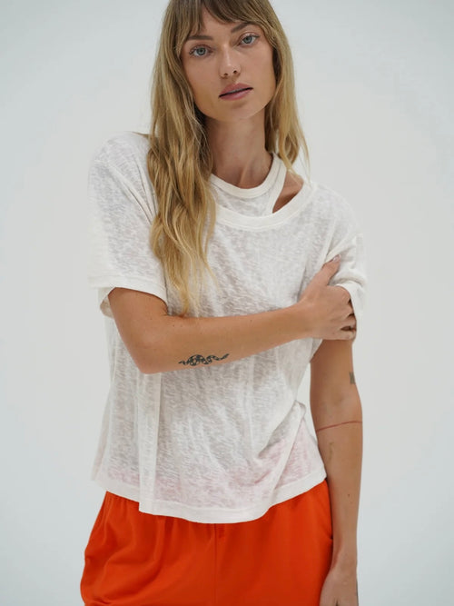 Walker Layered Tee in Whisper White
