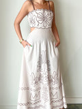 Embroidered Petal Maxi in Ecru