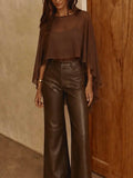 Don't Call Me Sheerly Blouse in Brown