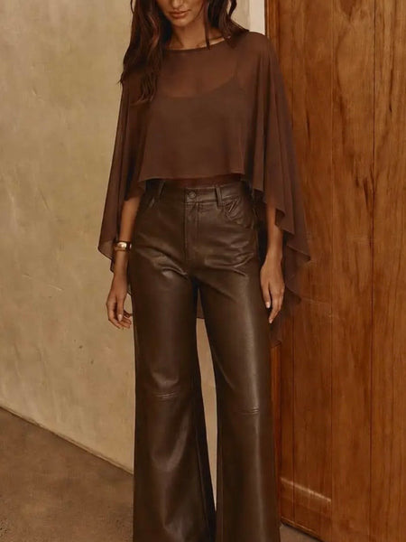 Don't Call Me Sheerly Blouse in Brown