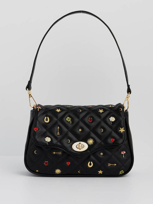 Mary Motif Quilted Crossbody Clutch