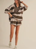 Take A Break Stripe Set in Brown Combo