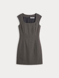 The Cap Sleeve Mini Dress in Charcoal Houndstooth