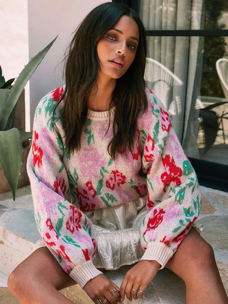 Noble Sweater in Multi Floral