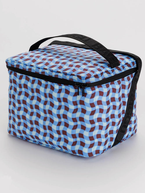 Puffy Cooler Bag in Wavy Gingham Blue