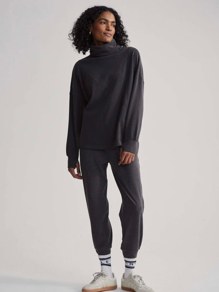 Rainer Roll Neck Jumper in Black Marl