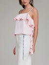 Satin Asymmetrical Cami in Baby Pink