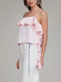 Satin Asymmetrical Cami in Baby Pink
