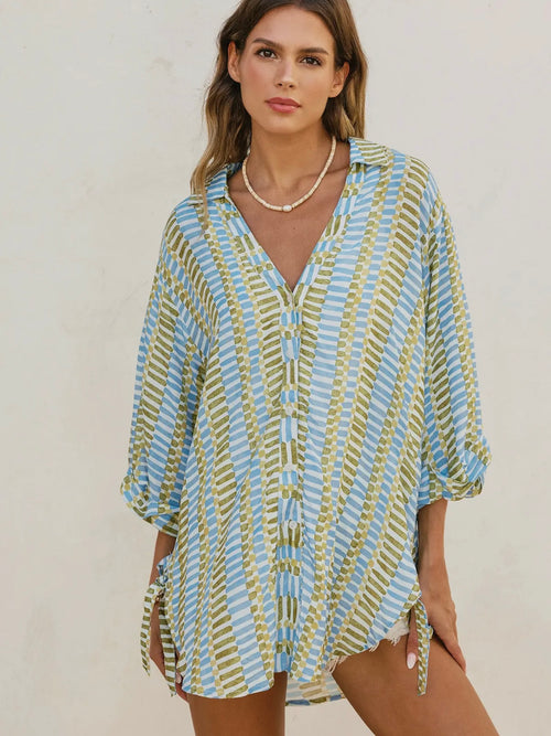 Beach Breeze Tunic in Green & Blue