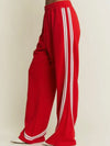 Sideline Wide Leg Track Pant in Red