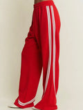 Sideline Wide Leg Track Pant in Red