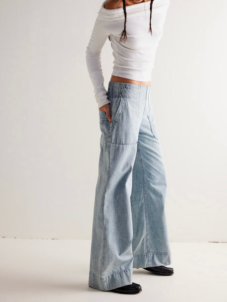 Breezy Denim Pull On Pant in Dusk