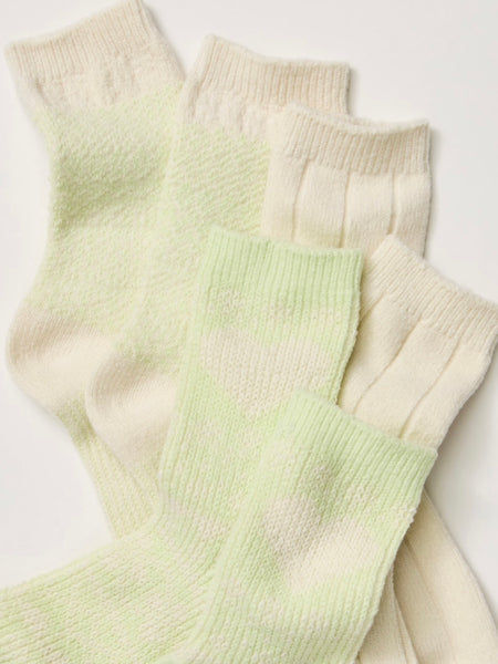 Nordic Knit Sock Pack in Lime Cream