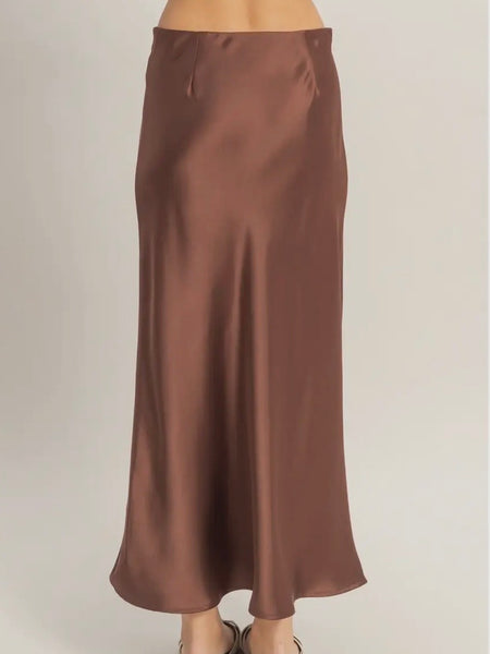 She's Cute Midi Skirt in Chocolate