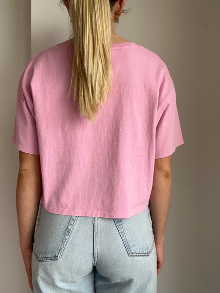 Cool, Casual, Cropped Tee in Pink